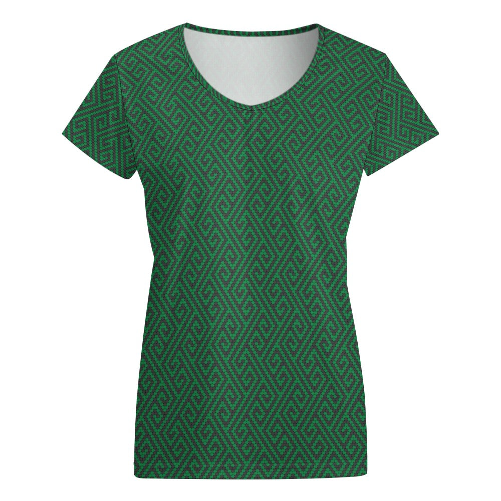 Kachin Design V-neck short sleeve T-shirt